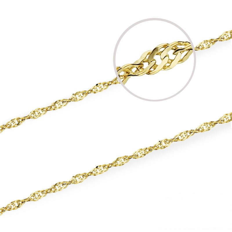 Elegancki złoty łańcuszek singapur 375 9 karat 1mm