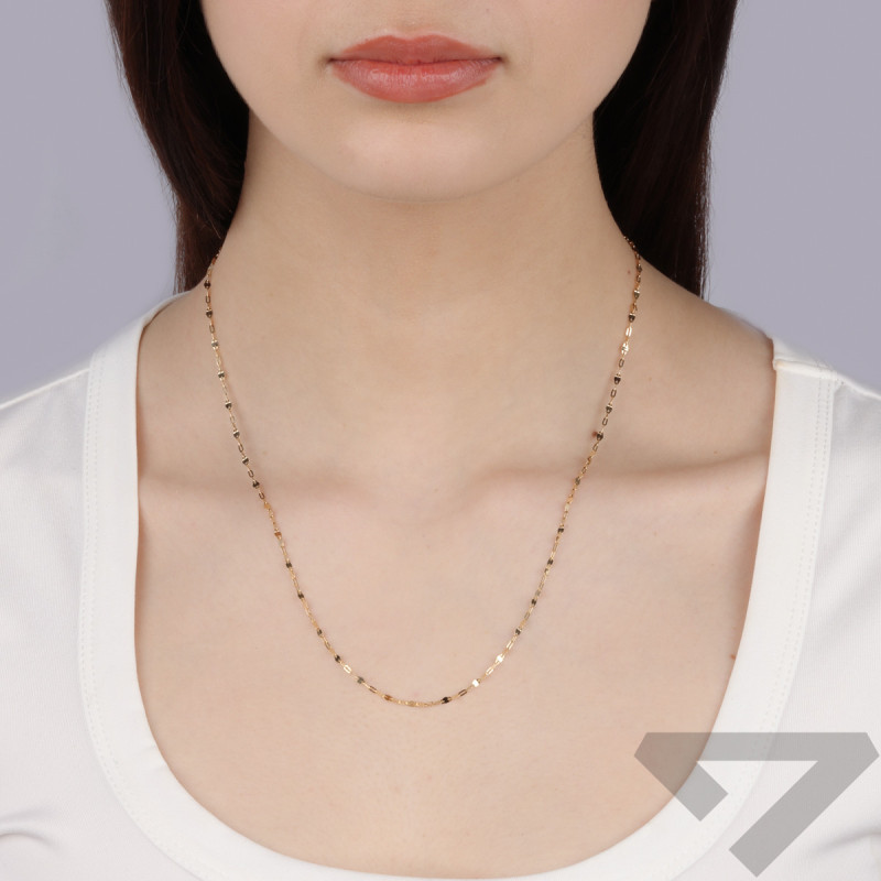 Złoty łańcuszek z przekładanych blaszek 585 1mm